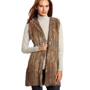 525 America 100% natural Rabbit Fur Vest LIKE NEW